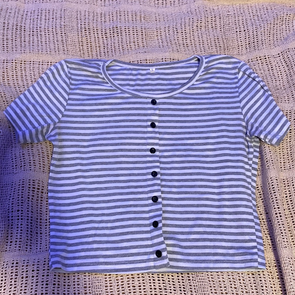 grey and white, short sleeve, shein